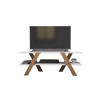 Meuble TV Basic Forme – Blanc & Noyer – 120 cm