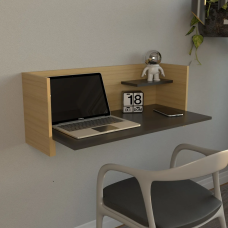 Bureau Flottant Moderne - Mobilarg - Coloris Chêne/Noir