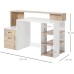 Bureau Informatique HOMCOM avec Rangements – Finition chêne et blanc