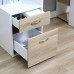 Bureau Informatique HOMCOM avec Rangements – Finition chêne et blanc
