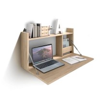 Bureau mural en bois MDF stratifié – Finition chêne
