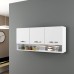 Meuble de rangement mural multiusage avec 3 portes et niche – Blanc