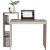 Petite Table avec Étagères – Bureau Informatique Compact 90 x 40 cm – Noyer / Blanc