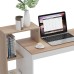 Petite Table avec Étagères – Bureau Informatique Compact 90 x 40 cm – Noyer / Blanc