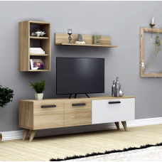 Meuble TV Roma Blanc – Chêne Safir